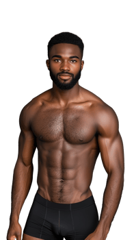 Athletic shirtless man with defined abs standing confidently on a transparent background png