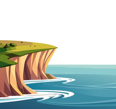 Sea Cliffs with Birds Soaring vector
