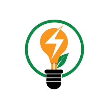 Organic Energy Logo - Merging Leaf with Electric Bulb Design vector