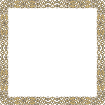 gold and black square Belarusian national ornament frame. Ethnic pattern rectangle of Slavic peoples, Russian, Ukrainian, Serb, Pole, Bulgarian. Cross stitch template vector