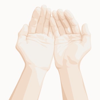 Open Hands Reaching Up. Two open hands cupped together. vector
