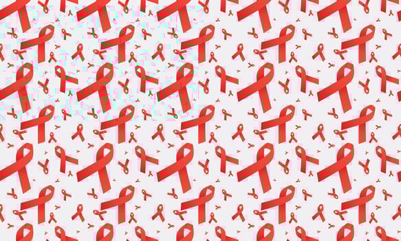 AIDS red ribbon seamless pattern. trendy illustration with red ribbon pattern symbolizing AIDS awareness vector
