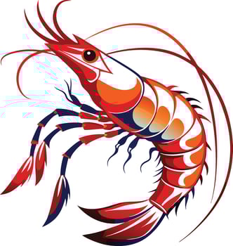 A red lobster silhouette art illustration vector