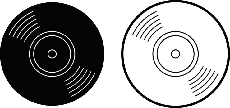 Vinyl Record Icon Black White Outline Design vector