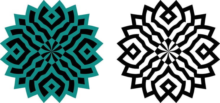 Abstract Geometric Mandala Design in Teal and Black vector