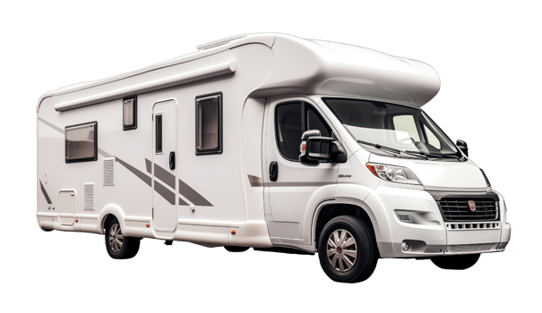White motorhome isolated on transparent background png