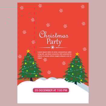 Red Color Merry Christmas Party Card vector