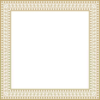 golden classic Greek square ornament. Rectangle of Ancient Greece and Roman Empire. Byzantine painting of walls, floors and ceilings. Decoration of European palaces. vector