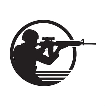 A military man in hunting mood. vector