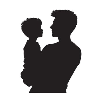 Silhouette art featuring a father and son vector