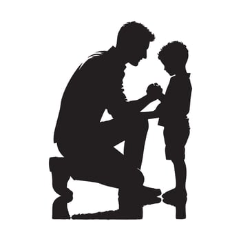 Illustration of a silhouette depicting a father and son vector