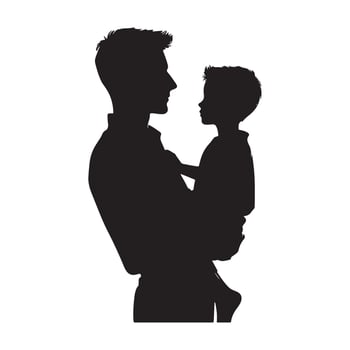 Silhouette illustration of a father with his son vector