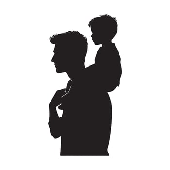 Artwork showcasing the silhouette of a father and his son vector