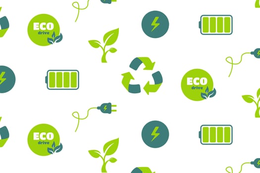 Eco concept pattern recycling sign, charging, electric car, charging battery vector
