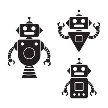 Minimalist set of robot icon in sleek flat style for modern design vector