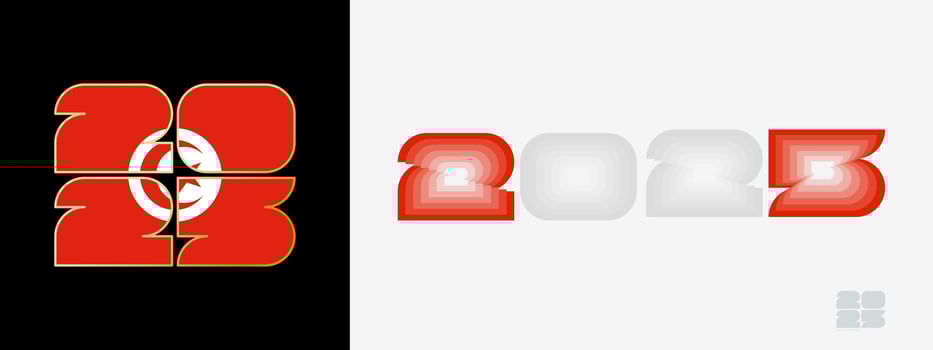 Year 2025 with flag of Tunisia and in color palate of Tunisia flag. Happy New Year 2025 in two different style. vector