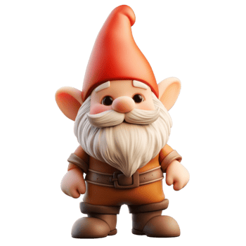 Smiling Gnome with Big Red Hat and Belt On Transparent Background png