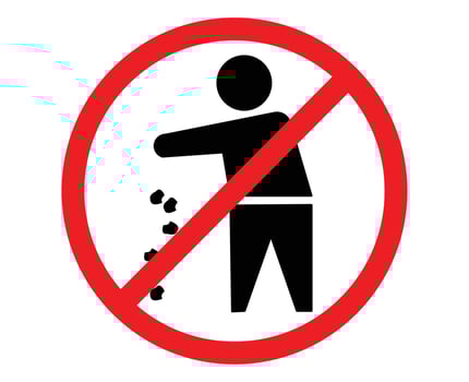 sign alert no littering sign vector
