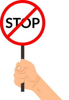 hand holding no stopping sign or stop prohibition sign png