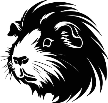 angelic Black silhouette of guinea pig head vector