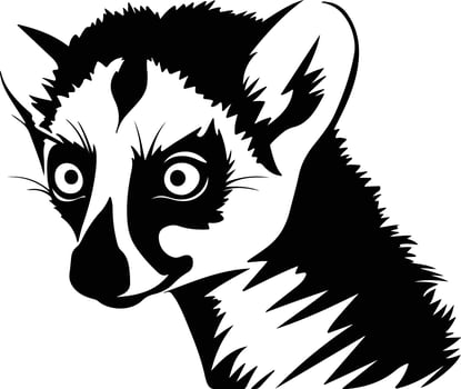 graceful Black silhouette of lemur head vector