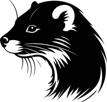 adorable Black silhouette of mink head vector