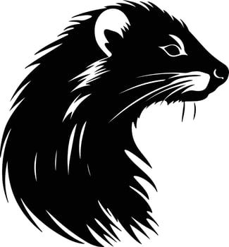 sweet Black silhouette of mink head vector
