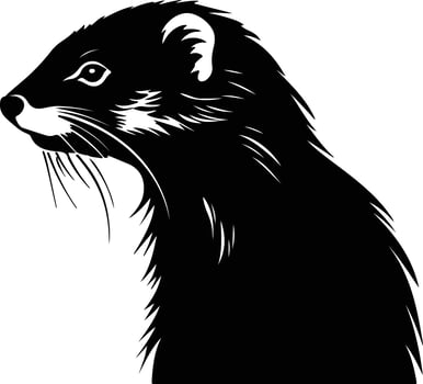 graceful Black silhouette of mink head vector