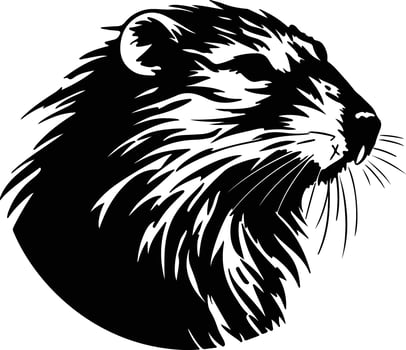 lovely Black silhouette of muskrat head vector