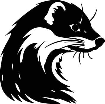 charming Black silhouette of mustelids head vector