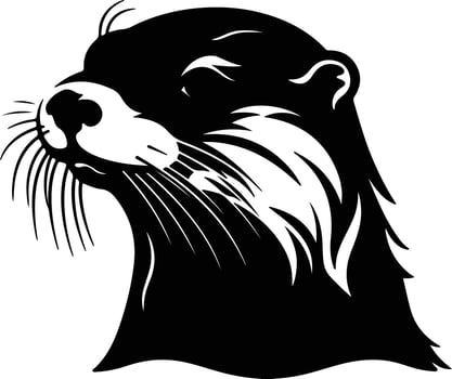 Black silhouette of otter river head vector