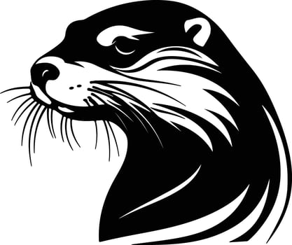 angelic Black silhouette of otter sea head vector
