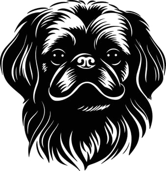 graceful Black silhouette of pekingese head vector