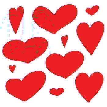 A set of simple red hearts. Stylized Doodle Icon Clip Art. Valentine s Day, Love, Anniversary, Wedding, Celebration. Suitable for print, digital design, web. Cards, decor, stickers vector