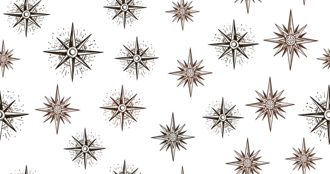 Compass Wind rose, pattern, hand drawn Illustration. vector