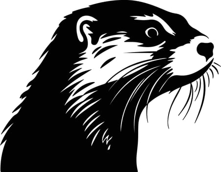 angelic Black silhouette of river otter head vector