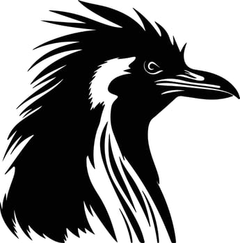 captivating Black silhouette of rockhopper penguin head vector