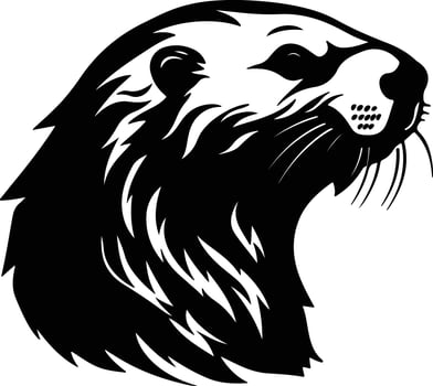 Black silhouette of sea otter head vector