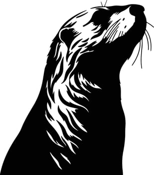 winsome Black silhouette of sea otter head vector