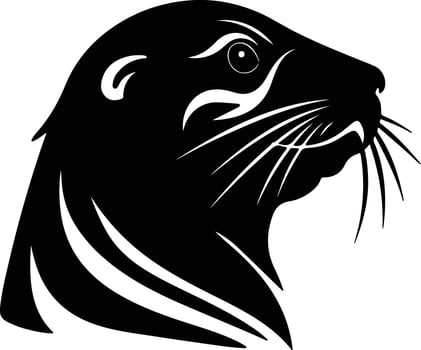 sweet Black silhouette of sealion head vector