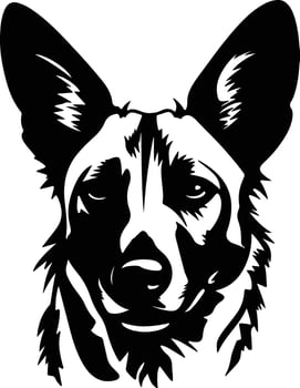 winsome Black silhouette of wild dog head vector