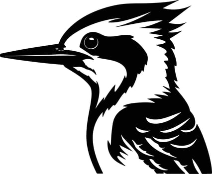 adorable Black silhouette of woodpecker head vector