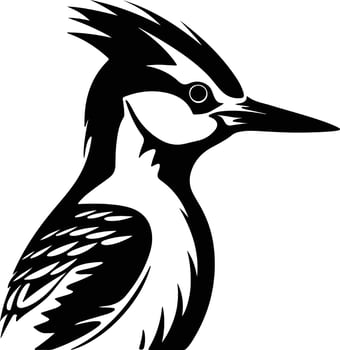 charming Black silhouette of woodpecker head vector