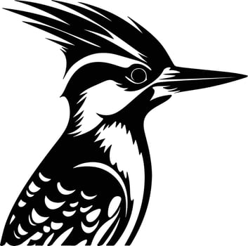 precious Black silhouette of woodpecker head vector