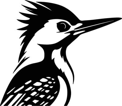 heavenly Black silhouette of woodpecker head vector
