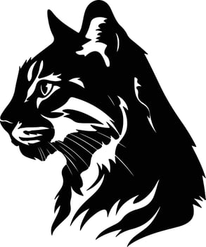 cuddly Black silhouette of catamount head vector