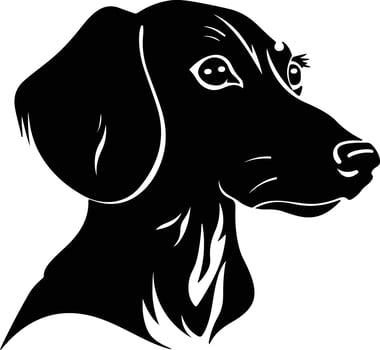 winsome Black silhouette of Dachshund head vector