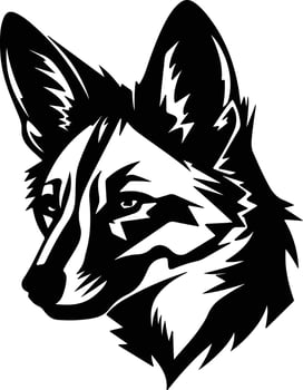 enchanting Black silhouette of dhole head vector