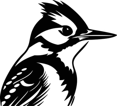 enchanting Black silhouette of downy woodpecker head vector