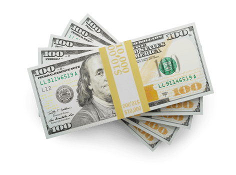 Fifty Thousand Dollars Stack of One Hundred Dollar Bills Isolated. Transparent . png